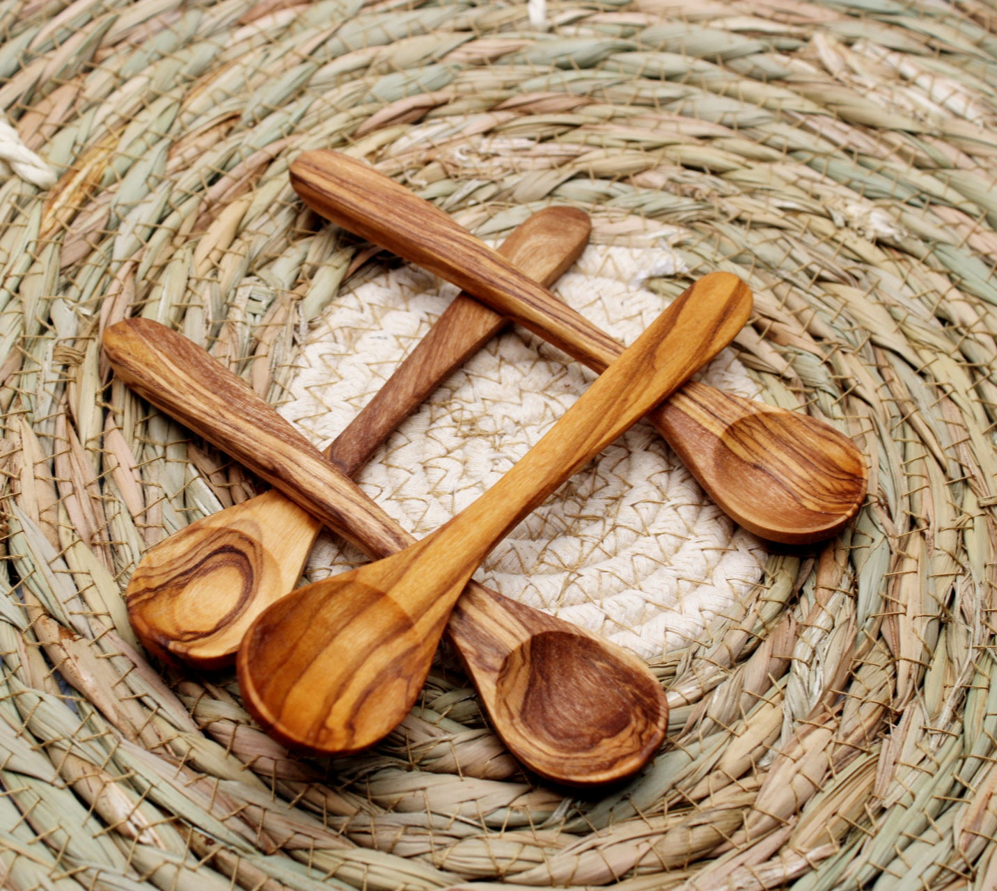 olive wood bowl with matching spoon