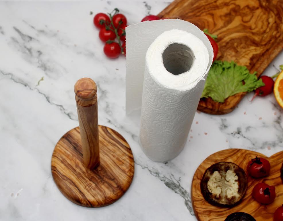 Olive Wood Kitchen Paper Roll Holder , Rustic Charm for Your Kitchen - DAGDEGshop