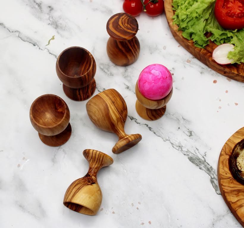 Set of 6 Olive Wood Egg Cup , Breakfast Kitchenware - DAGDEGshop