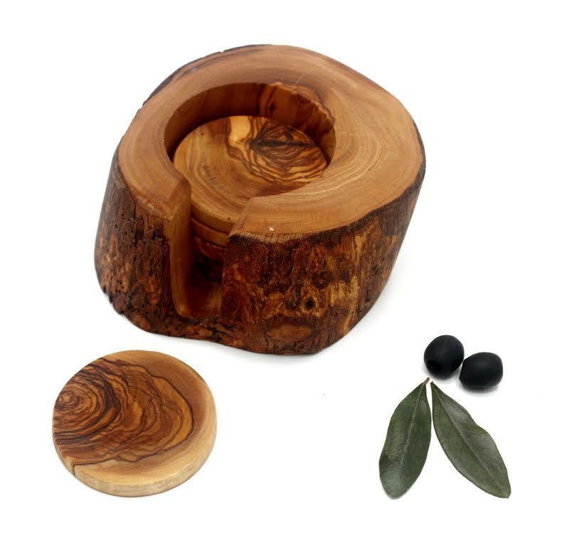 Olive Wood Coasters Set of 6 , Handcrafted Table Decor - DAGDEGshop