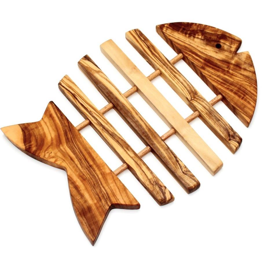 Fish shaped Olive Wood Trivet , Fish Shape Design for Heat Protection - DAGDEGshop