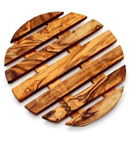 Round Olive Wood Trivet , Stylish & Durable Heat Protection - DAGDEGshop