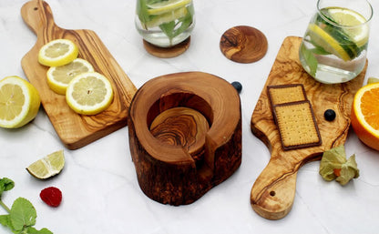 Olive Wood Coasters Set of 6 , Handcrafted Table Decor - DAGDEGshop