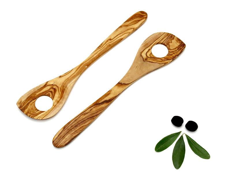 Set of 2 Olive Wood Cooking Spoons 30 cm | UTENSIL SET - DAGDEGshop