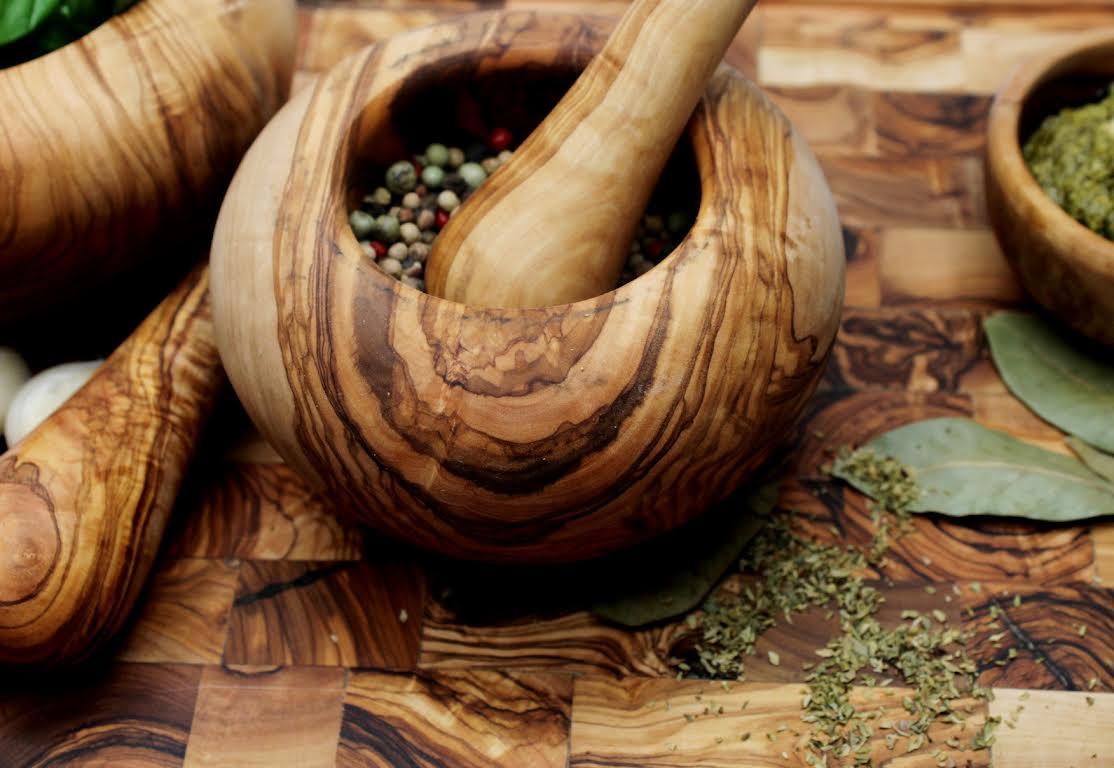 Olive Wood Mortar and Pestle 12 cm - DAGDEGshop