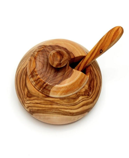 Olive Wood Spice Jar with Spoon , Kitchen Storage Boxes - DAGDEGshop