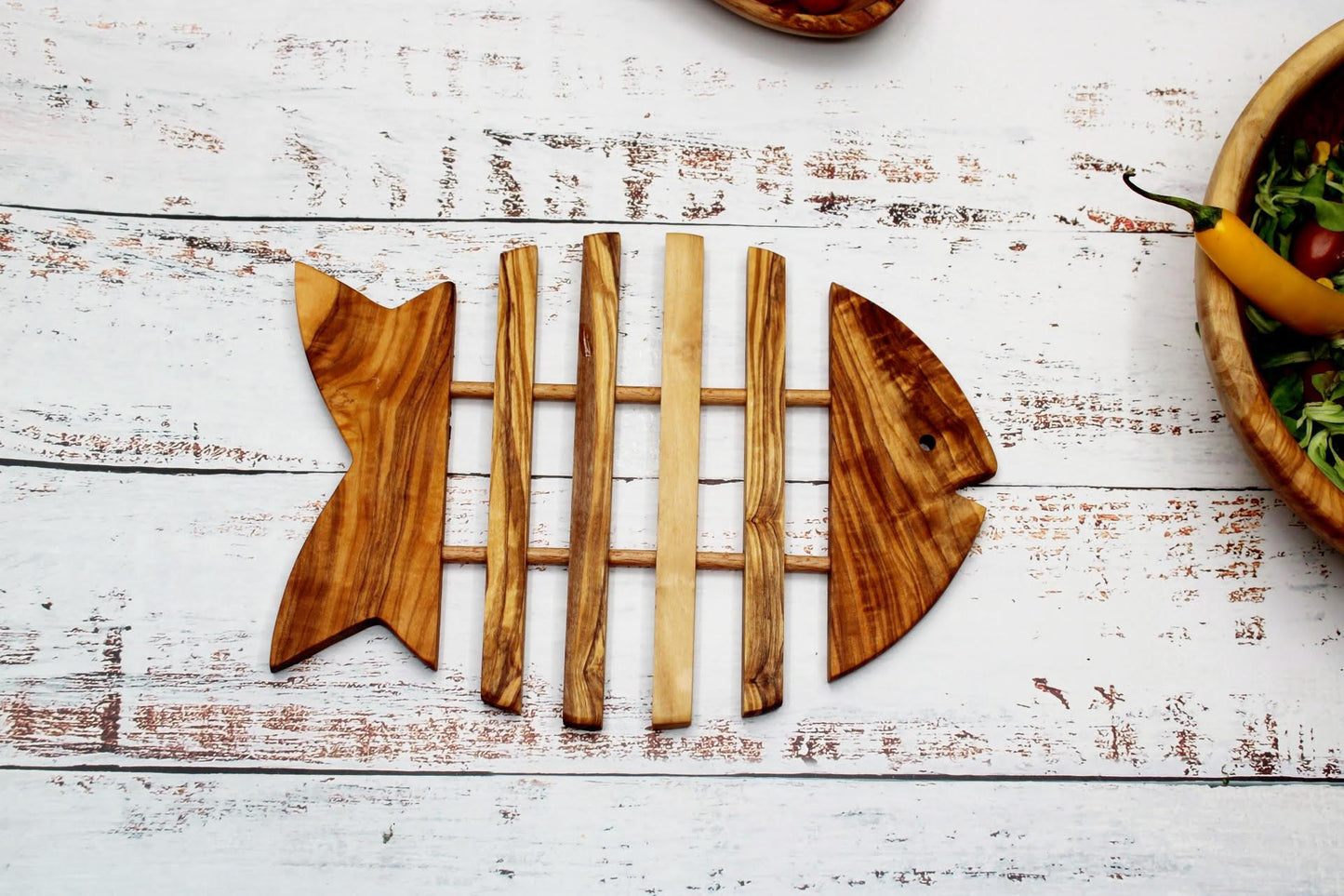 Fish shaped Olive Wood Trivet , Fish Shape Design for Heat Protection - DAGDEGshop