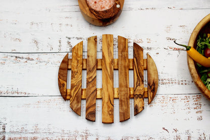 Round Olive Wood Trivet , Stylish & Durable Heat Protection - DAGDEGshop