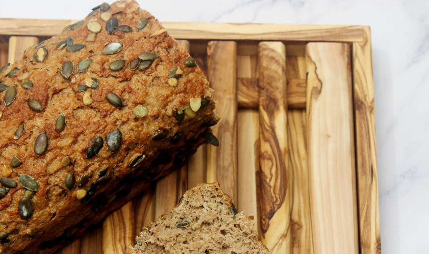 Olive Wood Bread Board with Crumb Tray , Natural and Sustainable - DAGDEGshop