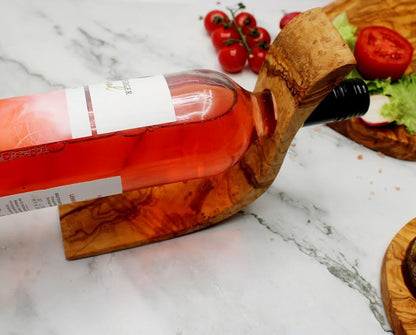 Olive Wood Wine Bottle Holder , Wine enthusiast gift - DAGDEGshop