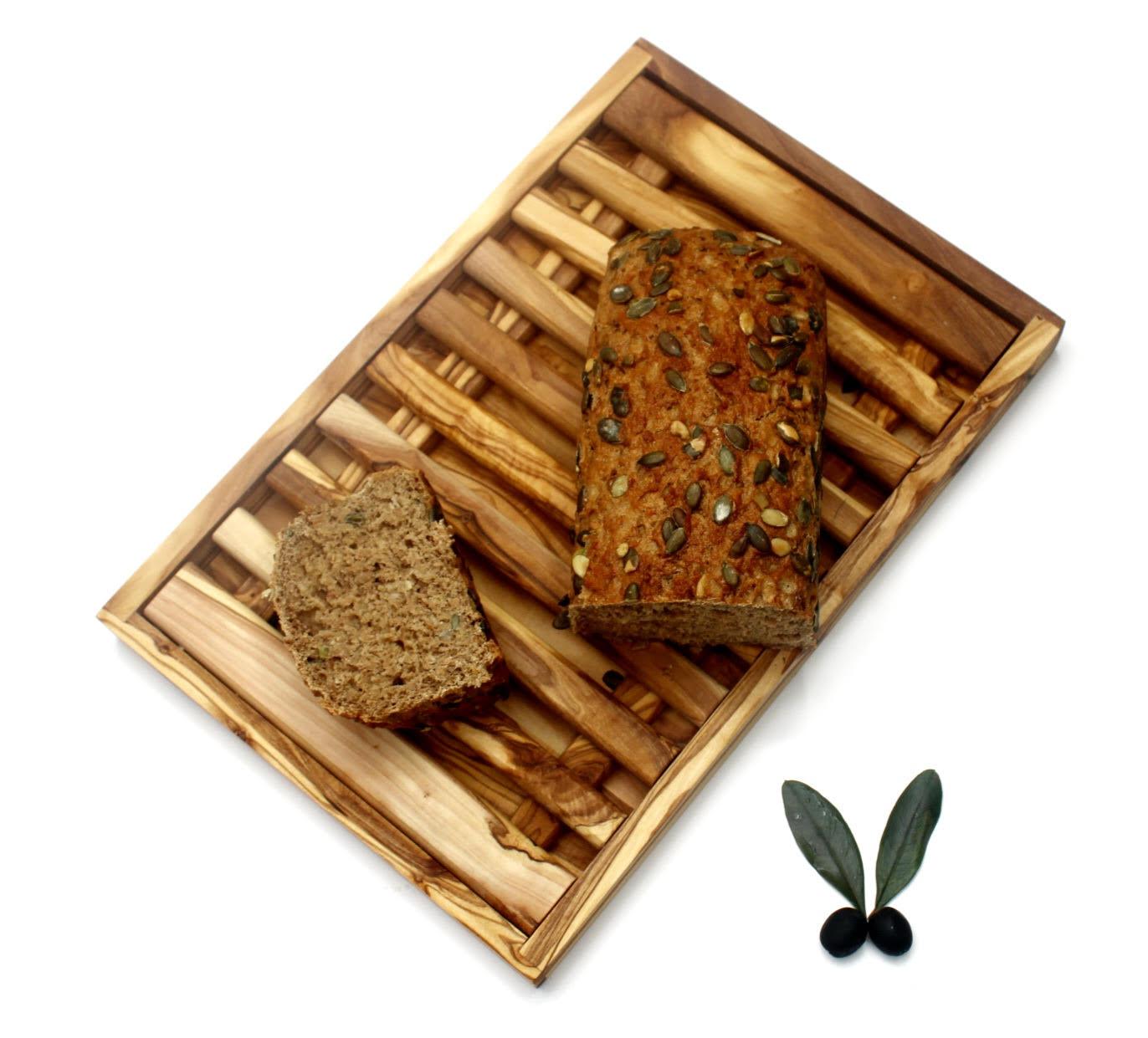 Olive Wood Bread Board with Crumb Tray , Natural and Sustainable - DAGDEGshop