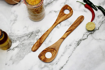 Set of 2 Olive Wood Cooking Spoons 30 cm | UTENSIL SET - DAGDEGshop