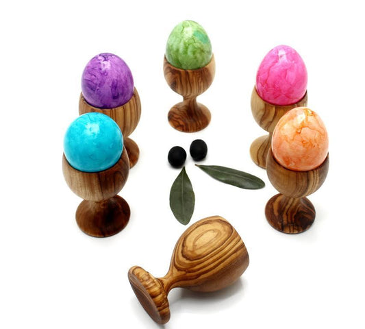 Set of 6 Olive Wood Egg Cup , Breakfast Kitchenware - DAGDEGshop