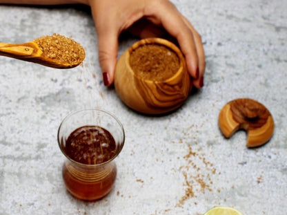 Olive Wood Spice Jar with Spoon , Kitchen Storage Boxes - DAGDEGshop