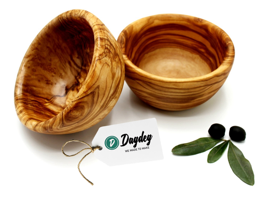 Bols en bois d’olivier artisanaux – lot de 2 (12 et 14 cm)